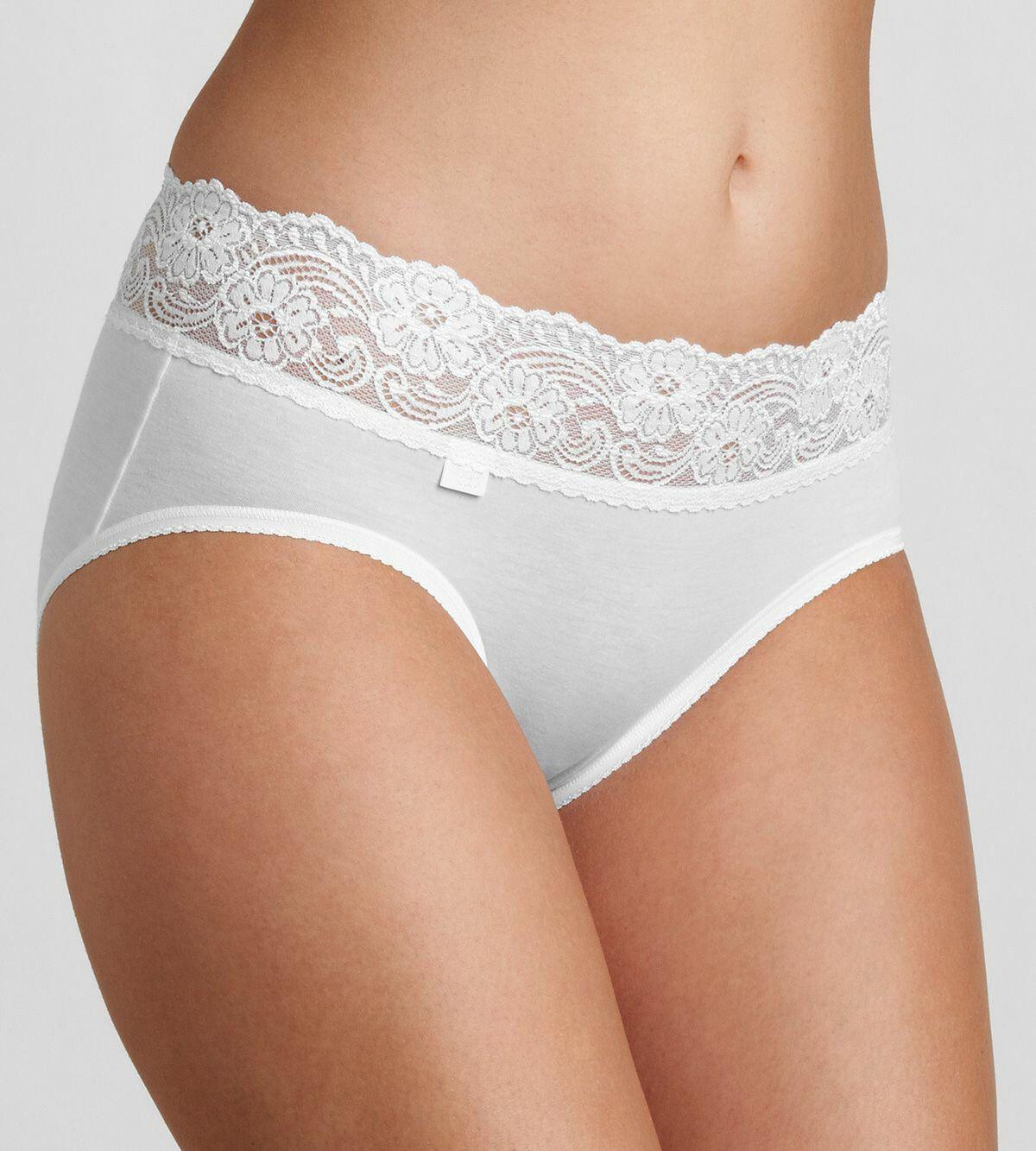 Sloggi Romance Midi Panty Brief Knickers Size 10 In White 10031896 Underwear